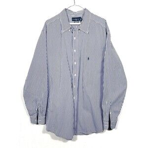 Ralph Lauren 100% Cotton Blue / White Stripe Size XXL Talk Fit Oversized Y2K